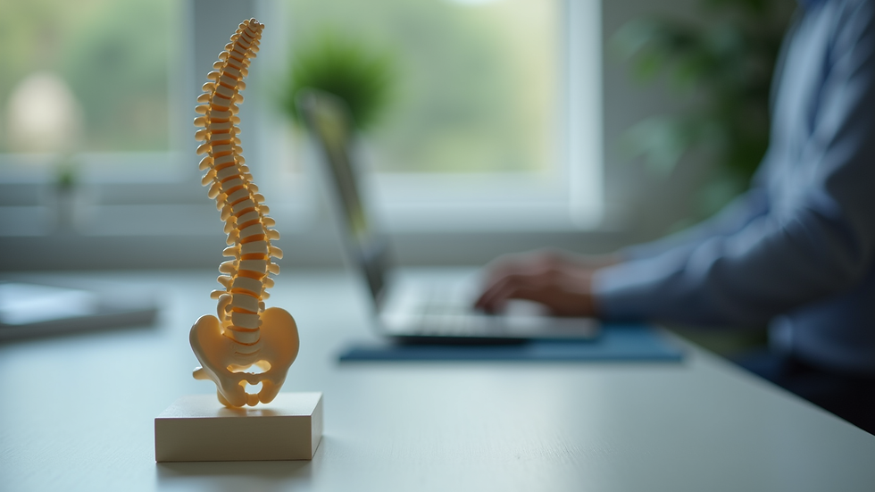 Close-up view of chiropractic spine model on a desk