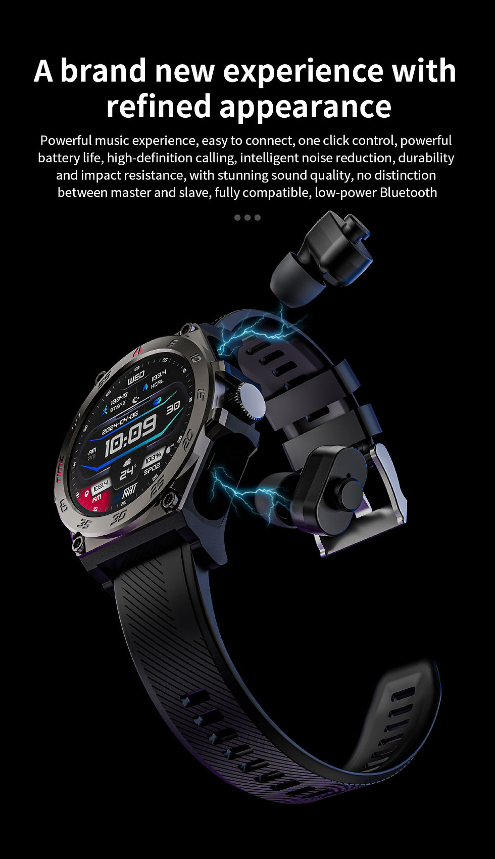 Thumbnail: 5ound Harmony SPORT Watch Inbuilt TWS Earbuds, 4GB Storage for Offline S