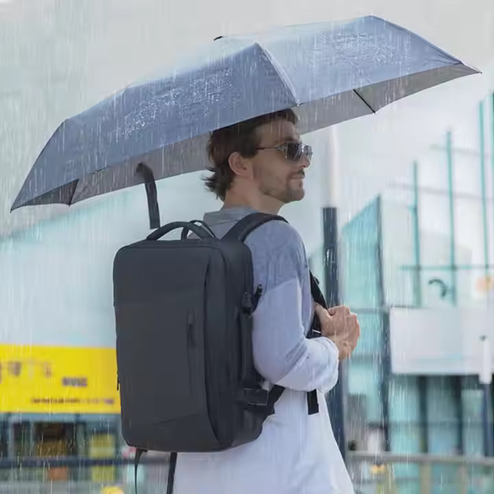 Thumbnail: Anti theft business laptop backpack bag with USB charging port leather portable
