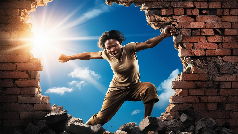 Figure 1: A determined woman breaking barriers to build a better future
