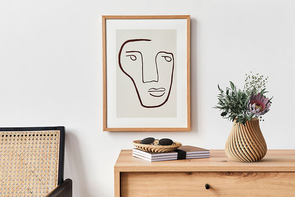 The 3D print wood vessel and tray displaying botanicals