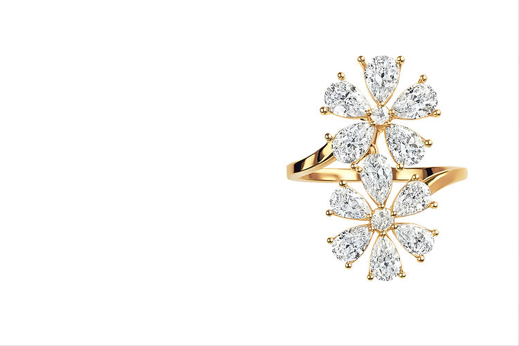 Flour Rayonnante Engagement Diamond Ring