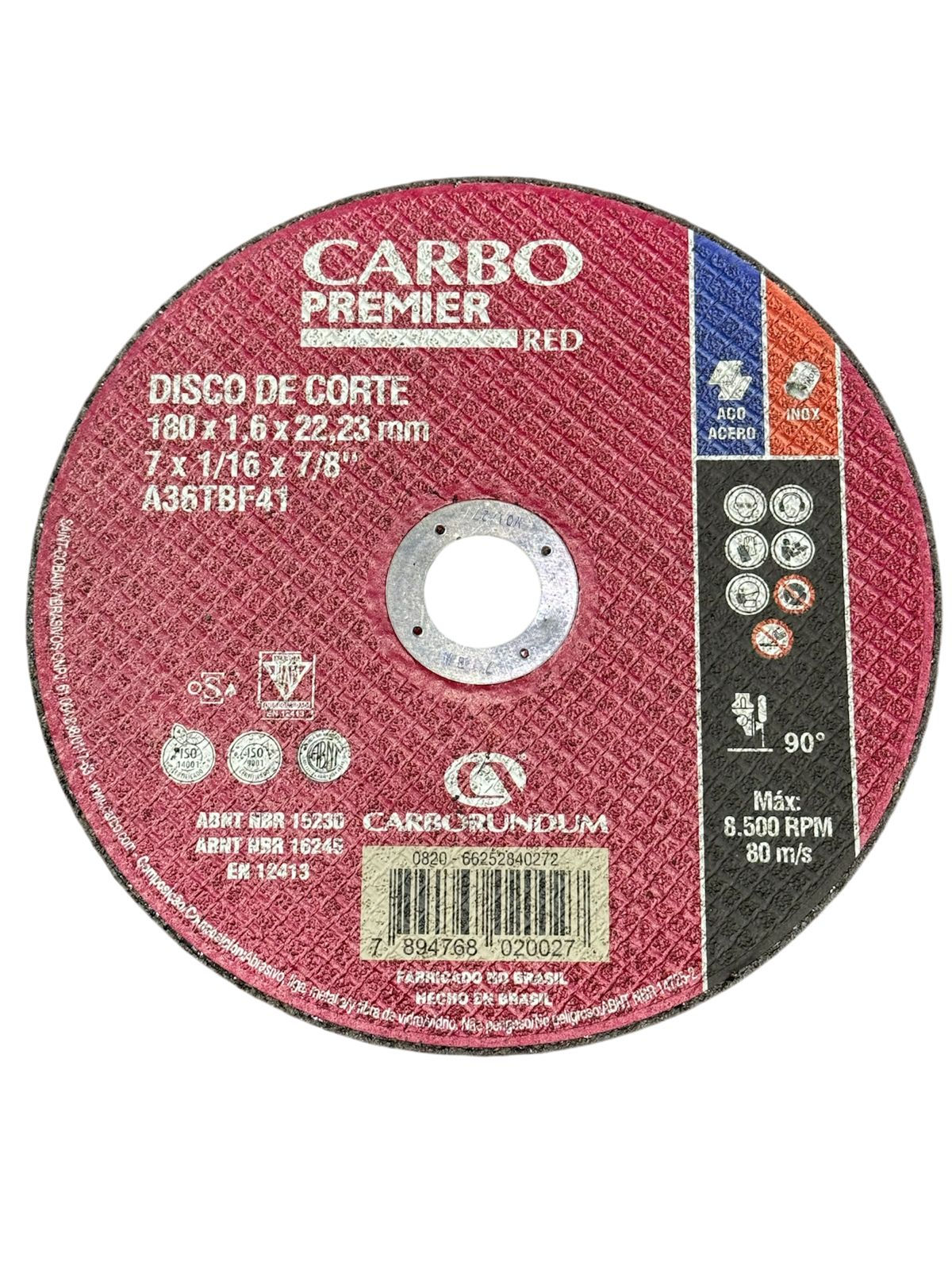 Disco de Corte de 7 Pol. 1,6mm - CARBORUNDUM PREMIER