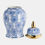 Thumbnail: 14" Temple Jar W/dalhia Flower,blue & White