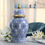 Thumbnail: 14" Temple Jar W/dalhia Flower,blue & White