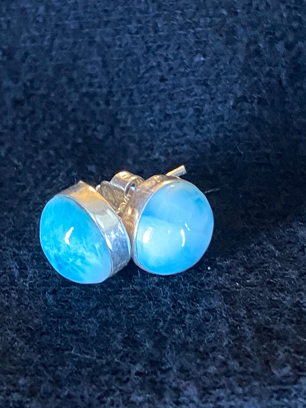 Thumbnail: 1-9:Larimar 1/2 Circle Earrings    -  weight is 2grams each set