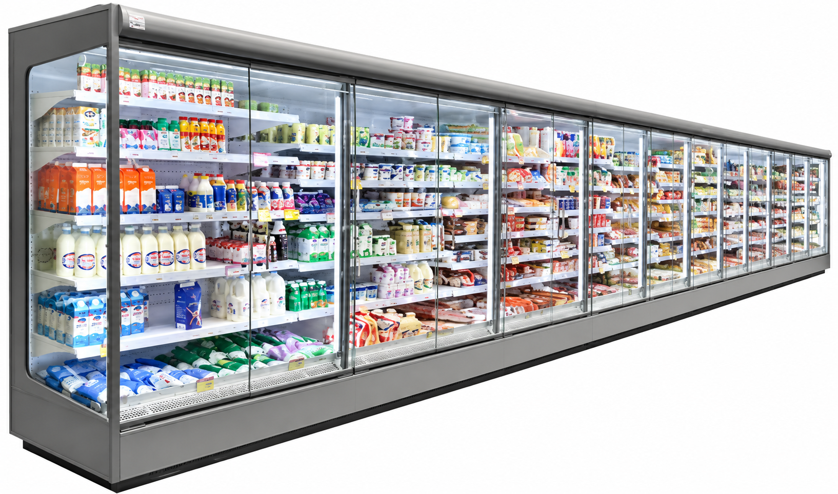 Autoservicio refrigerado de supermercado con puertas de vidrio