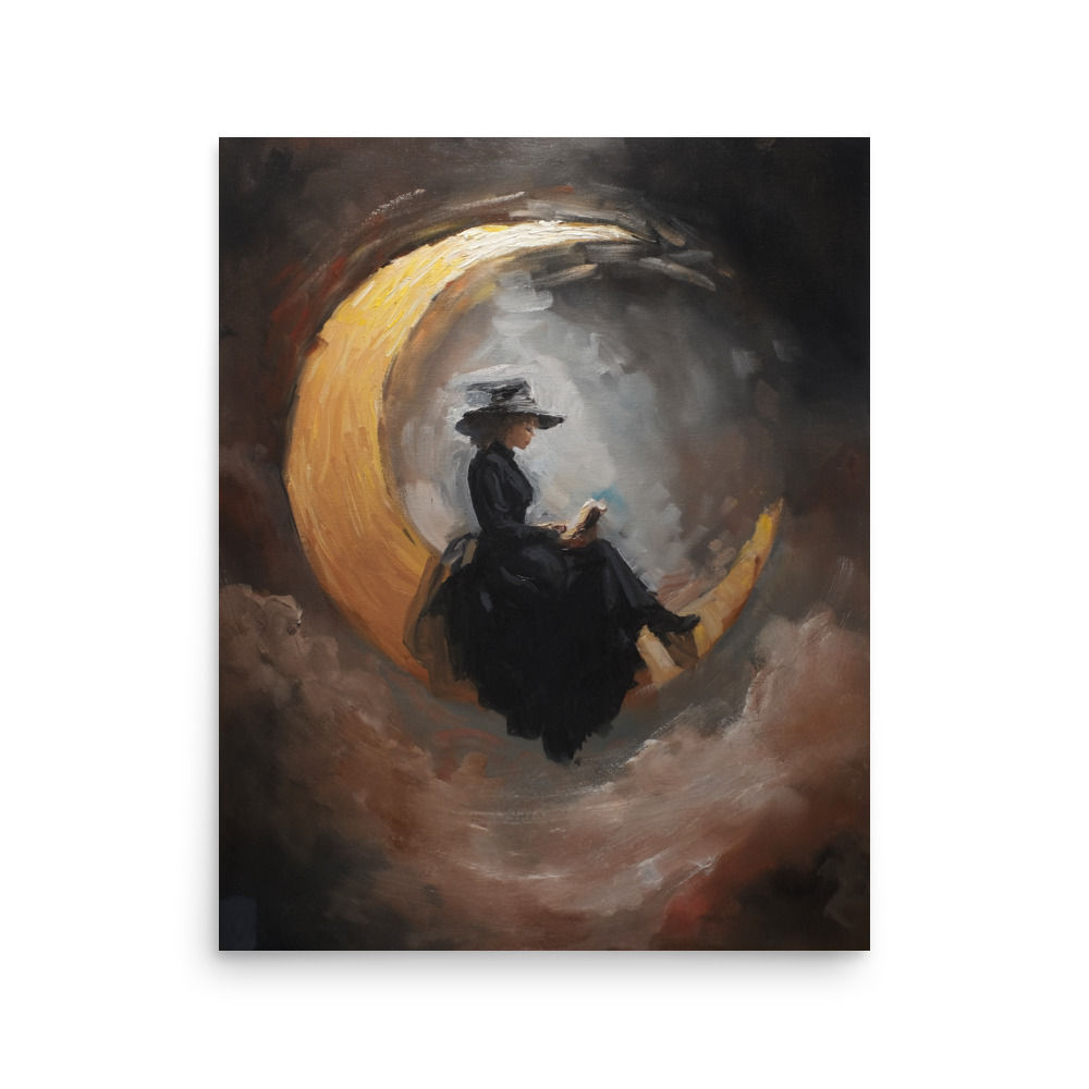 Bookworm on the Moon PRINT 16"x20"
