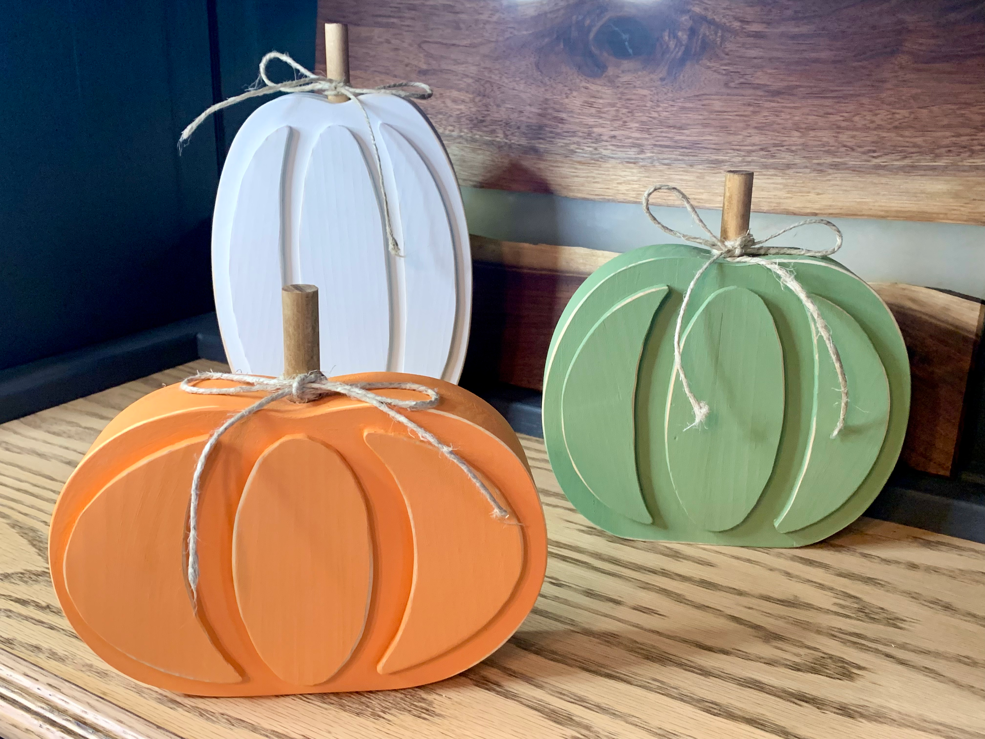 Wooden Pumpkin Set of 3