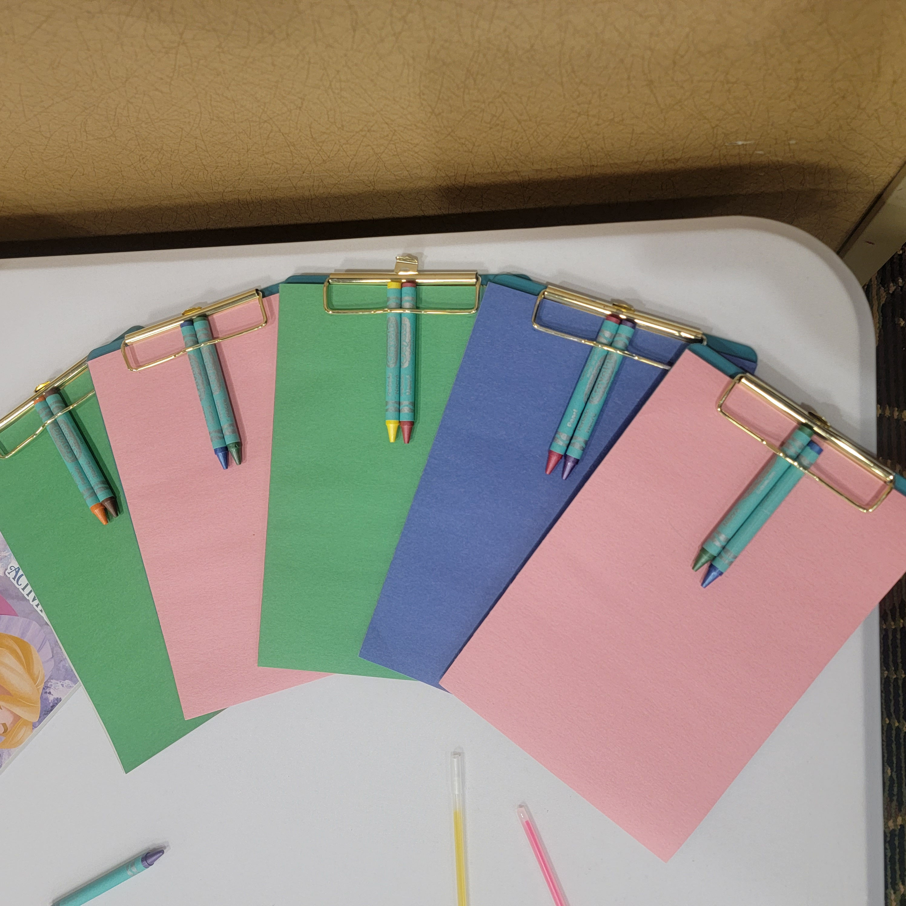 Children's clip board and Crayons 