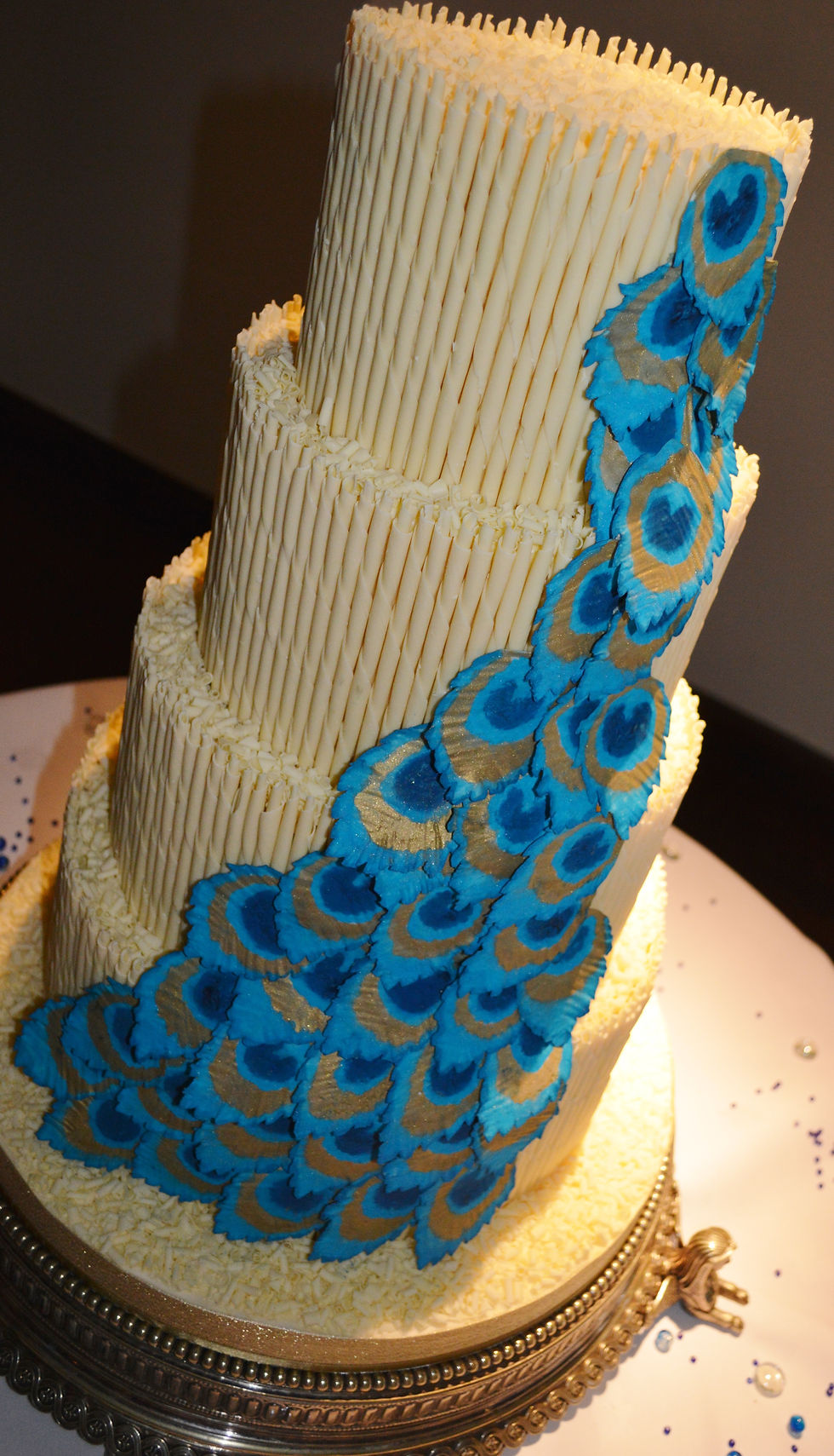 Cascading peacock feathers