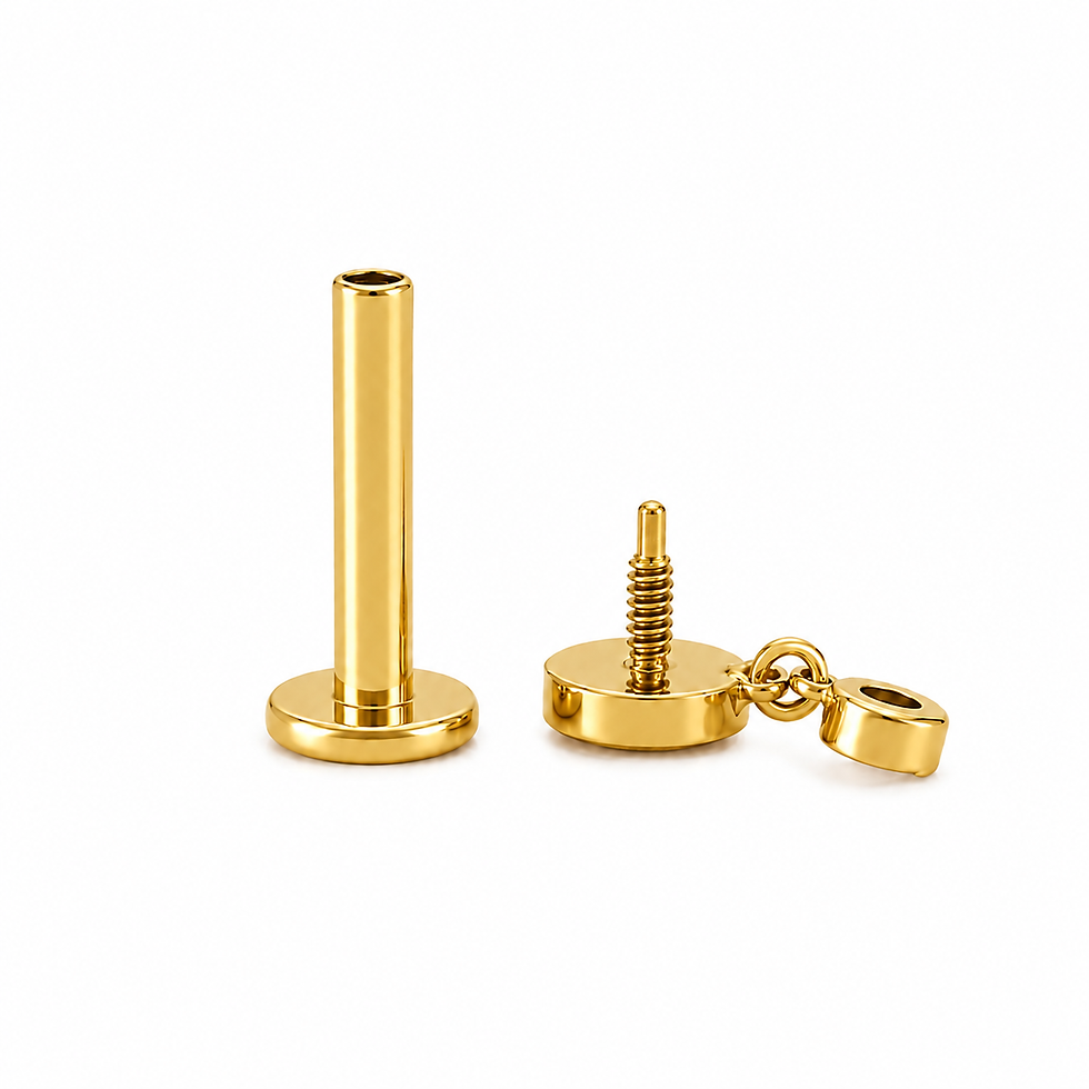 Labret Interne Titane ASTM F136 PVD GOLD stérile vert