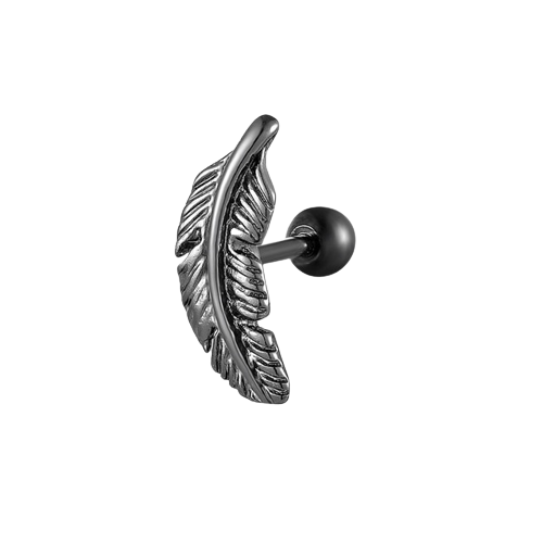 Piercing labret PLUME Black Line 1.2x6 mm In