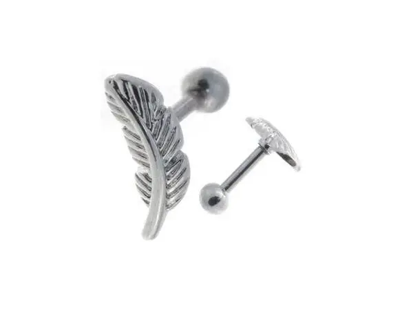 Piercing labret PLUME Acier Chirurgical 1.2x6 mm Interne