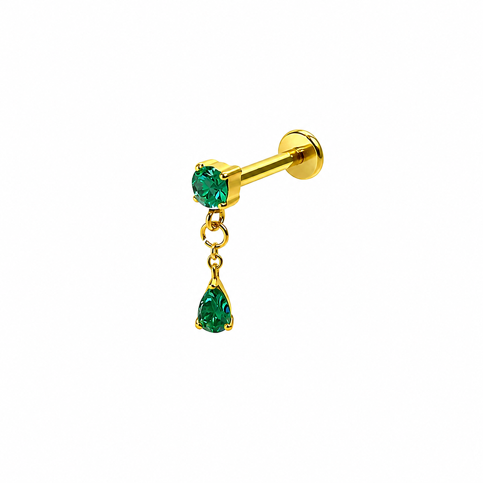 Labret Interne Titane ASTM F136 PVD GOLD stérile vert
