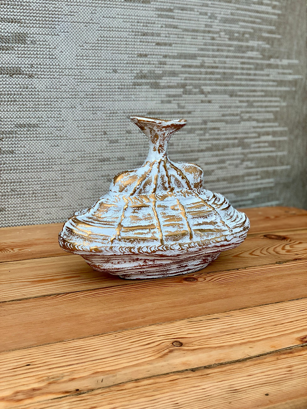 Thumbnail: Gold and White Wash Oval Vase