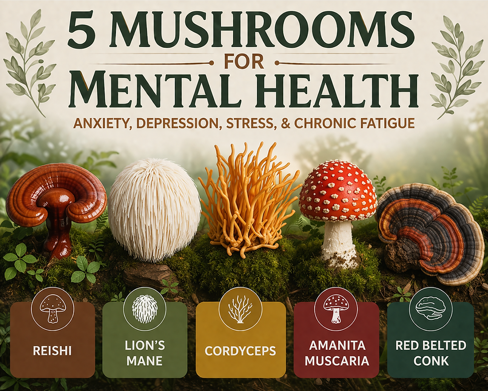 5 Mushrooms for Mental Health: Anxiety, Depression, Stress, & Chronic Fatigue