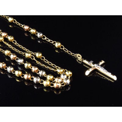 Indexkép: 10K trikolor arany Rózsafűzér lánc 81 cm