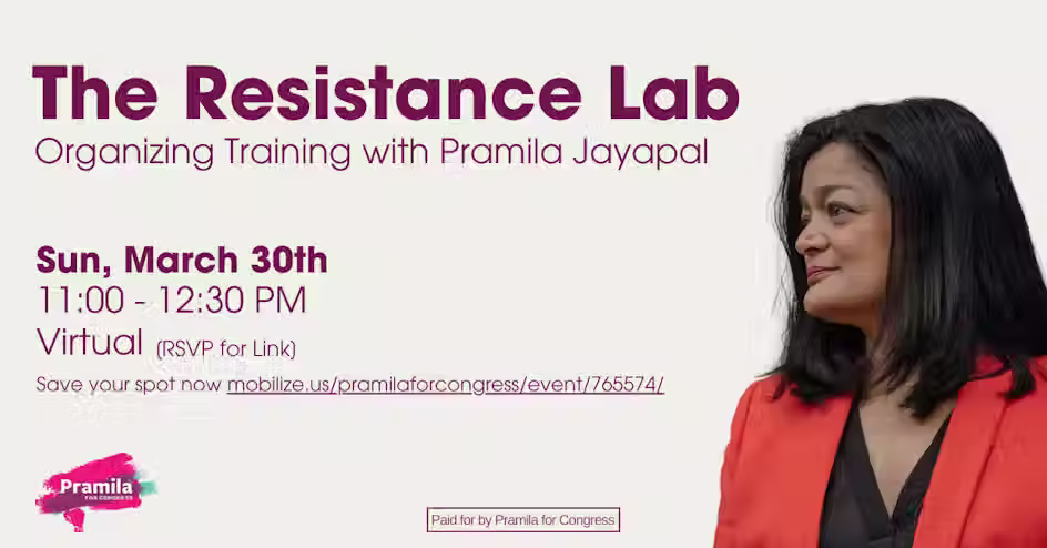 Pramila Jayapal's Resistance Lab: Organizing Training