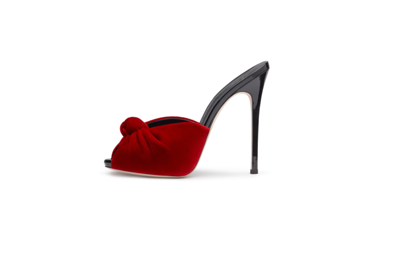 Thumbnail: Velvet Suede Peep Toe Shoes