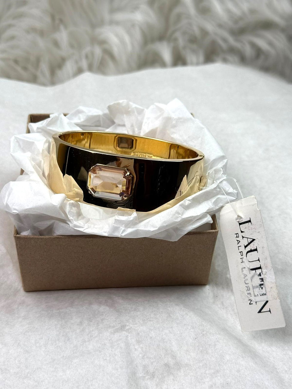 Thumbnail: Lauren Ralph Lauren Gold-Tone Silk Stone Bangle Bracelet
