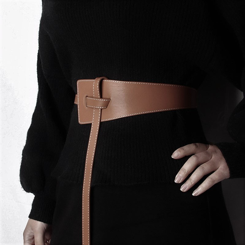 Thumbnail: Long Knotted PU Faux Leather Belt