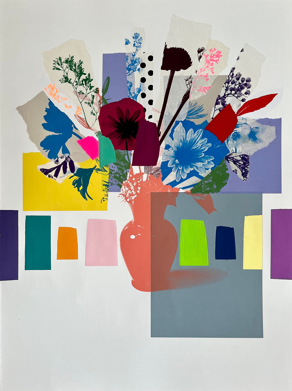 Paper Bouquet (blue + pink flower)