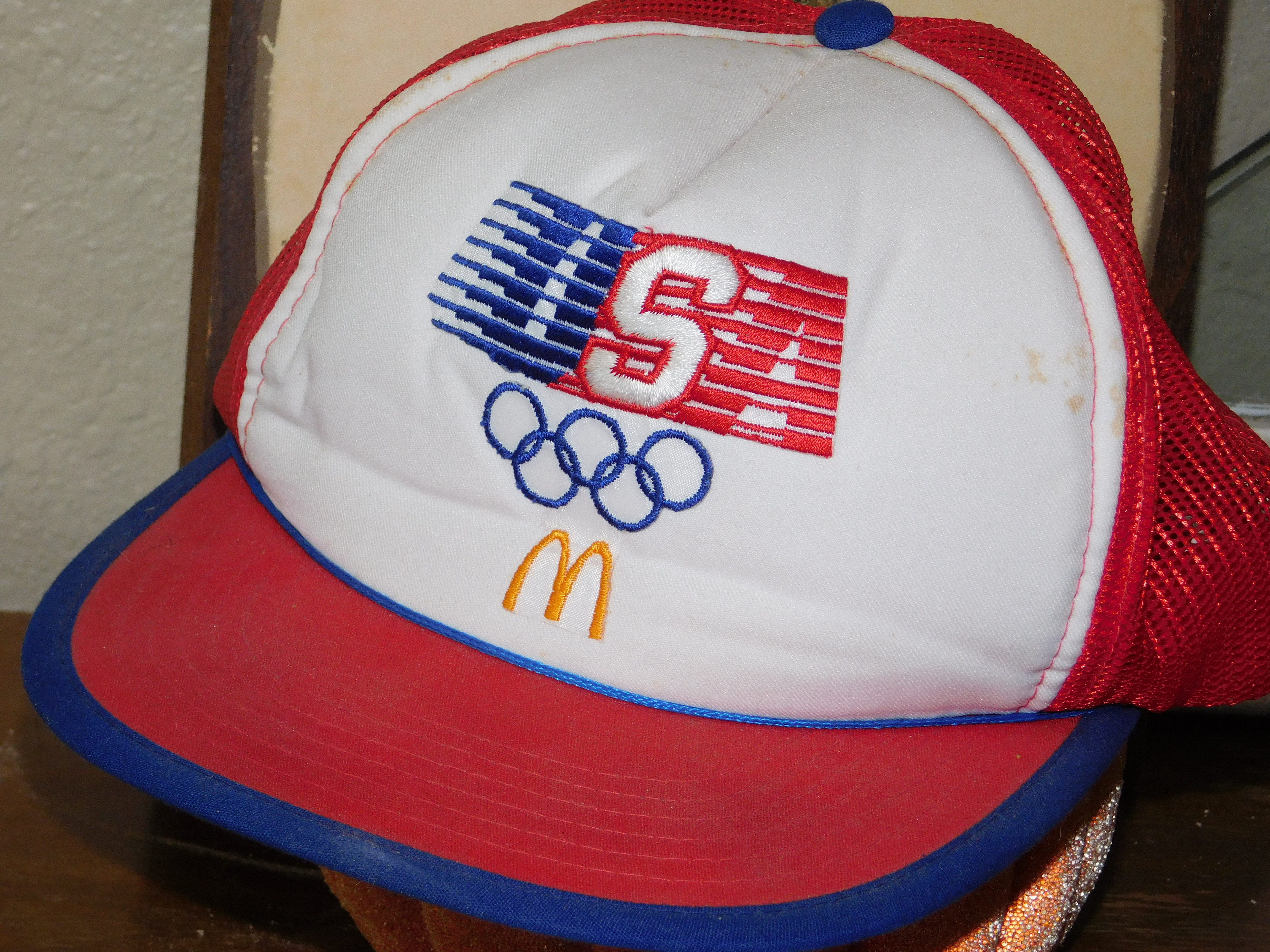 Olympics hat trucker mcdonalds 1984 red white blue