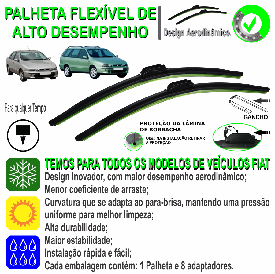 Miniatura: Limpador de para-brisa Fiat Brava / Marea / Weekend - 1998 à 2007