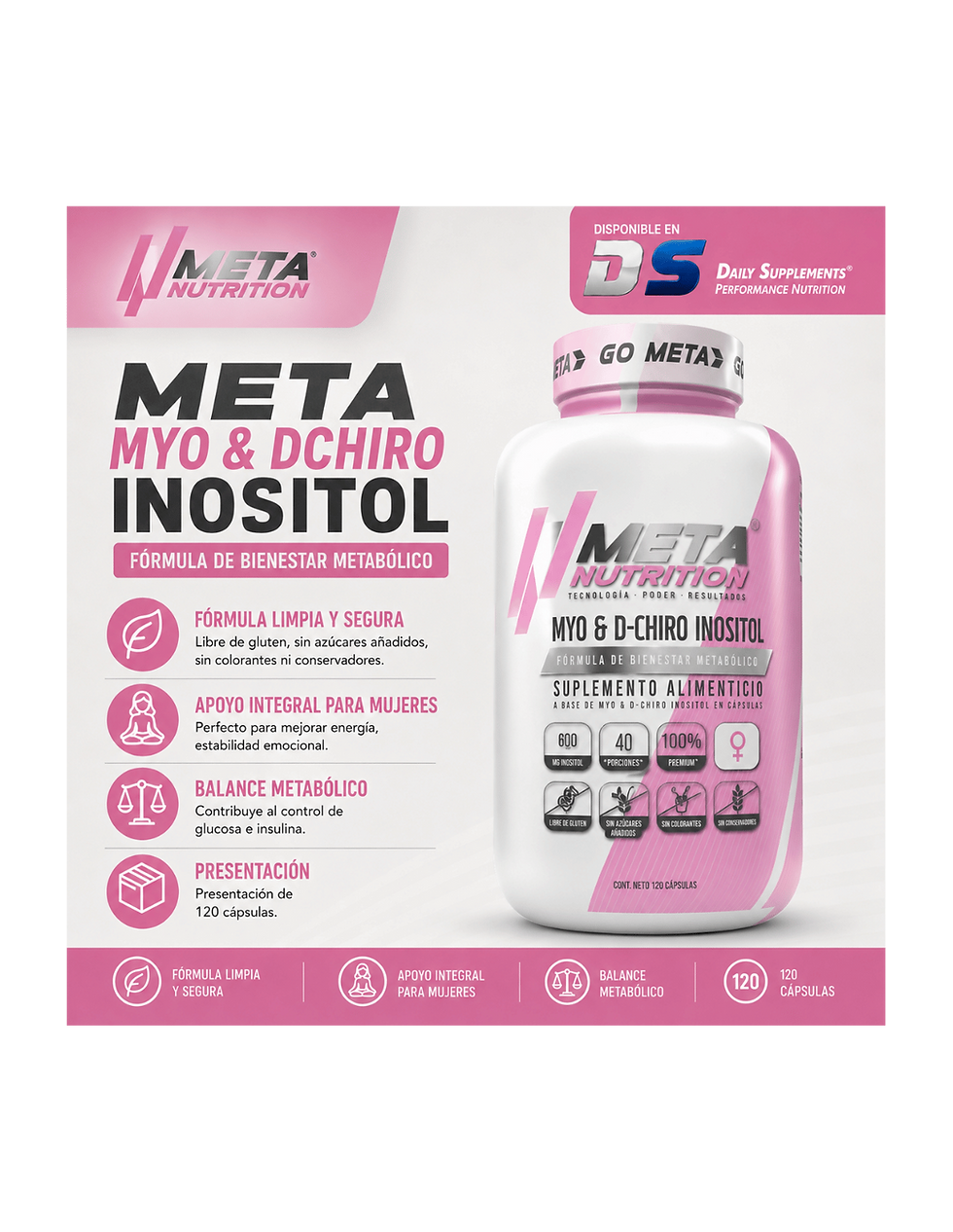 Miniatura: Meta Myo & Dchiro Inositol 120 Caps | Formula de Bienestar Metabolico