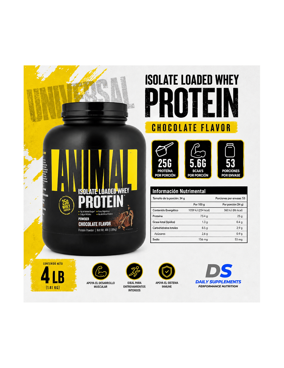Miniatura: Uni Animal Isolate Loaded Whey Protein 4 Lbs | 25 g Proteína | 53 Serv