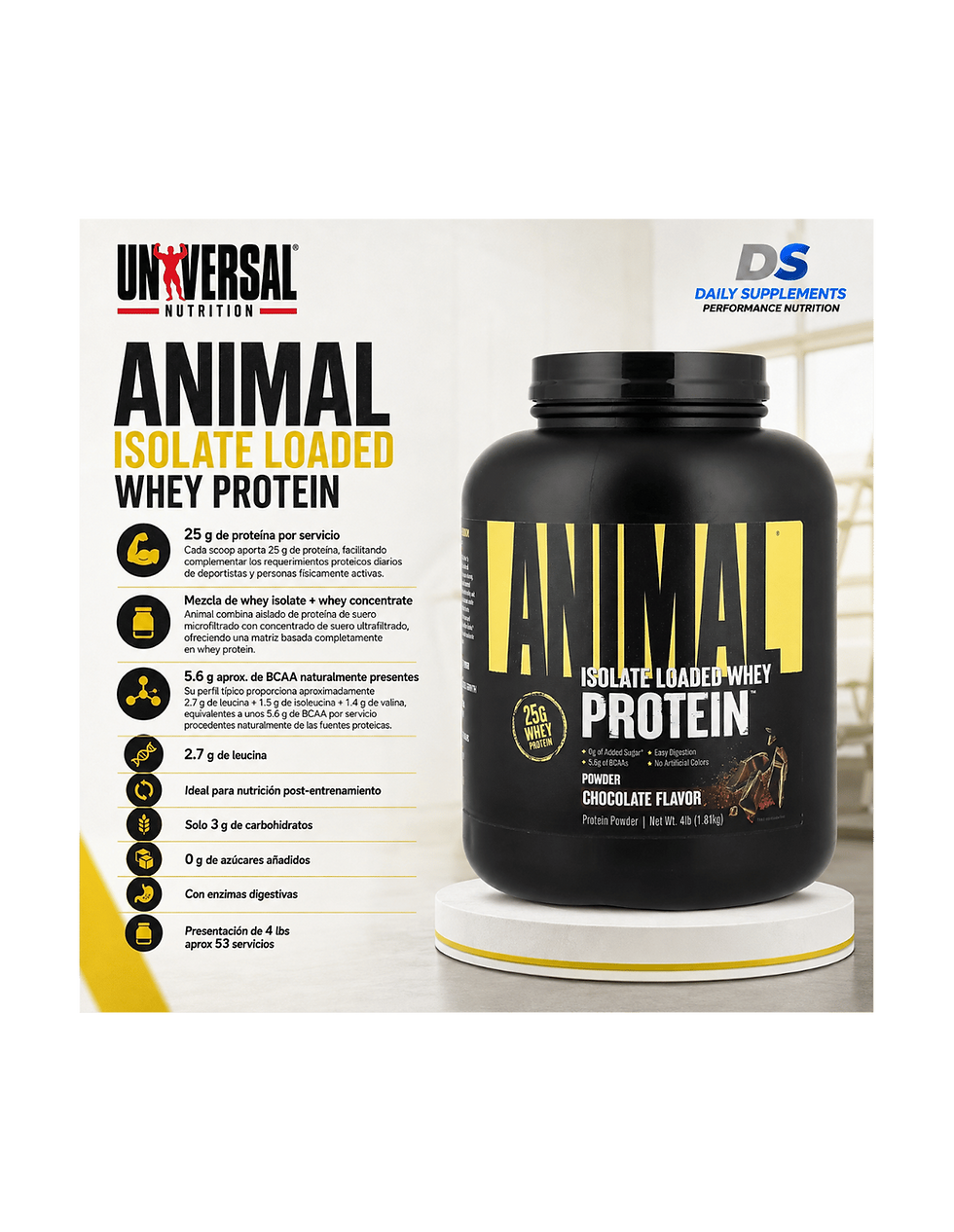Miniatura: Uni Animal Isolate Loaded Whey Protein 4 Lbs | 25 g Proteína | 53 Serv