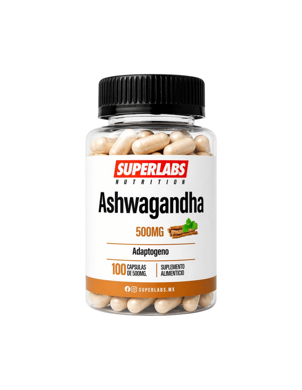 Superlabs Ashwaganda 500mg – 100 Cápsulas | Energía, Estrés y Bienestar Natural