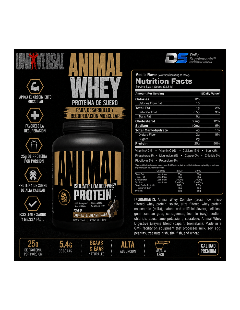 Miniatura: Uni Animal Whey 4 Lbs | Proteina de Suero para Desarrollo y Recuperacion Muscula
