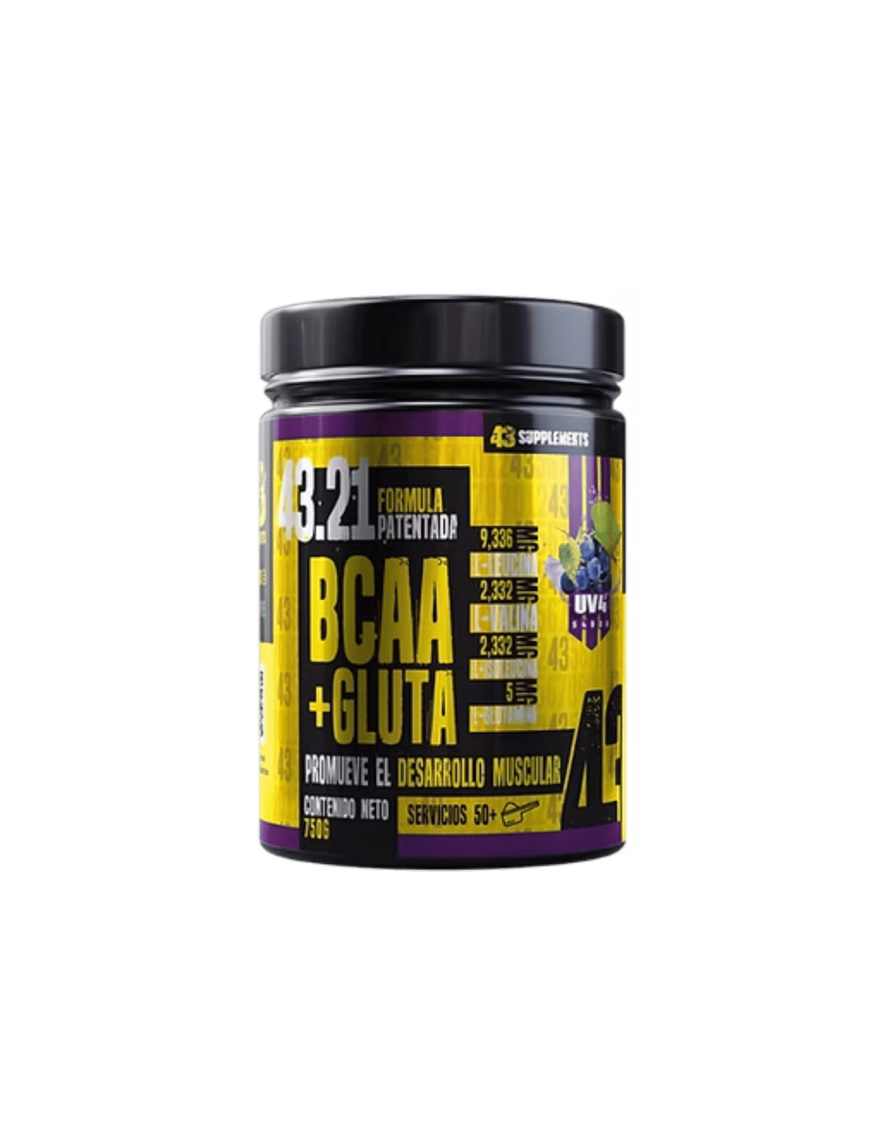 43 BCAA + Glutamina 750 g | 75 Servicios | Aminoácidos para Recuperación Muscula