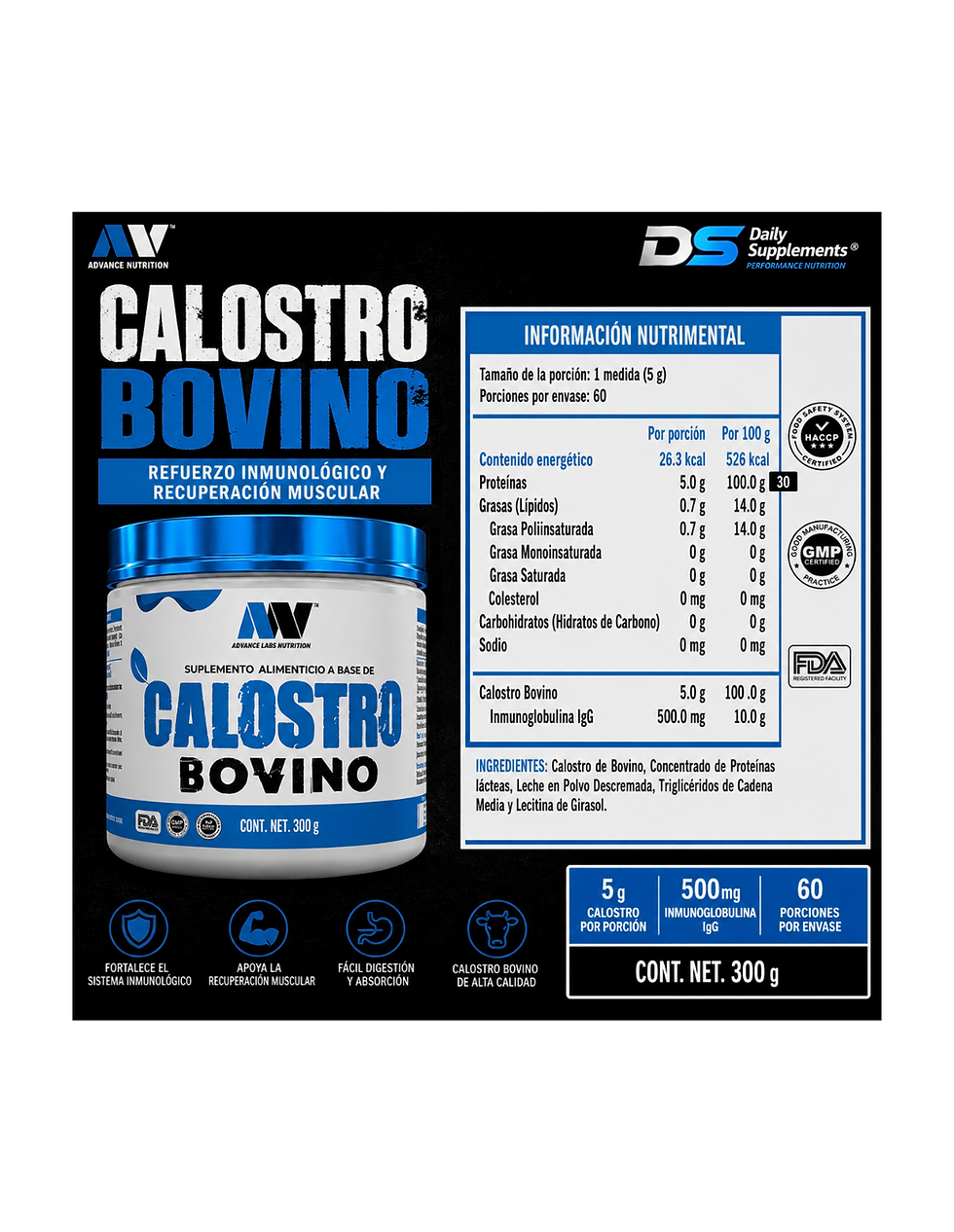 Miniatura: ADV Calostro Bovino 300g | Refuerzo Inmunológico y Recuperación Muscular