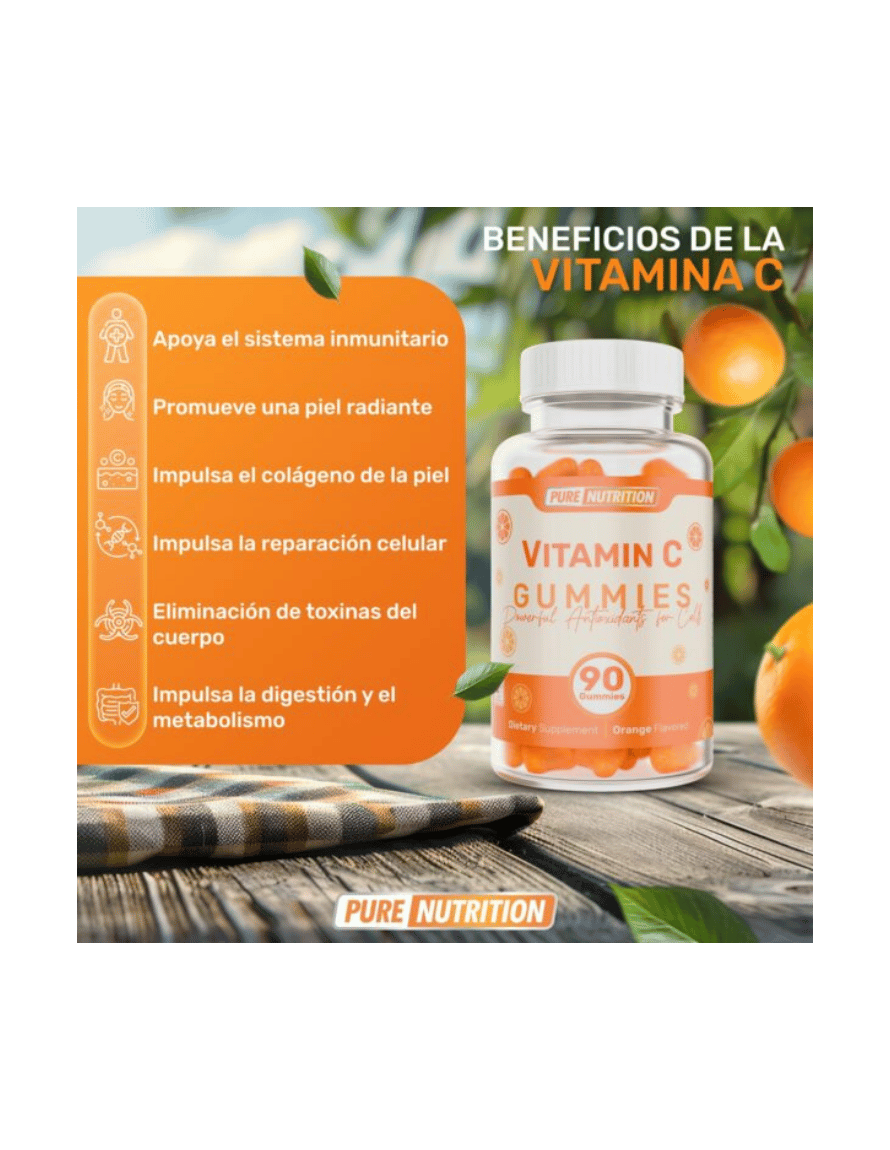 Miniatura: Pure Nutrition Vitamin C 90 Gummies-Inmunidad, Energía y Antioxidantes Naturales