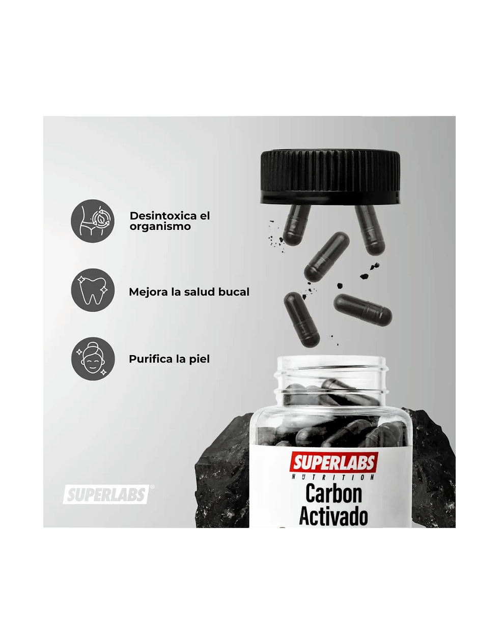 Miniatura: SuperLabs Carbón Activado 100 Cápsulas | Línea Nutricional y Uso Diario