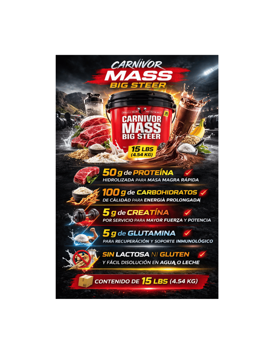 Miniatura: MMD Carnivor Mass Big Steer 15 lbs | Gainer de Carne para recuperacion