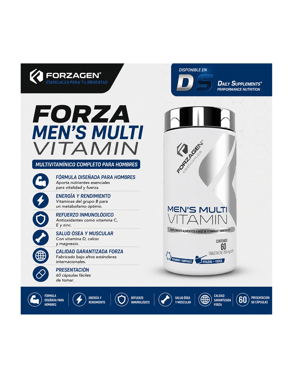 Miniatura: Forza Men’s Multi Vitamin 60 Caps | Multivitamínico Completo para Hombres