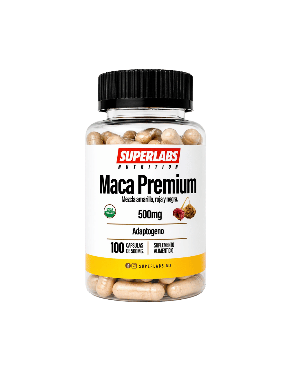 Superlabs Maca Premium 500 mg 100 Caps | Formula de Energia Natural y Vitalidad