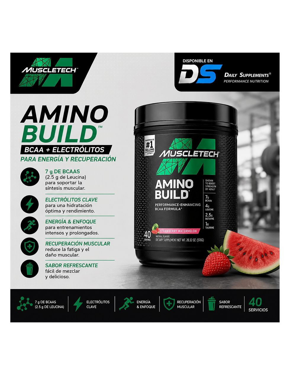 Miniatura: MT Amino Build 40 Serv | BCAA + Electrólitos para Energía y Recuperación