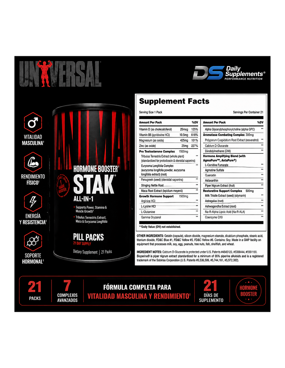 Miniatura: Universal Animal Stak 21 Packs | Formula de Vitalidad Masculina y Rendimiento