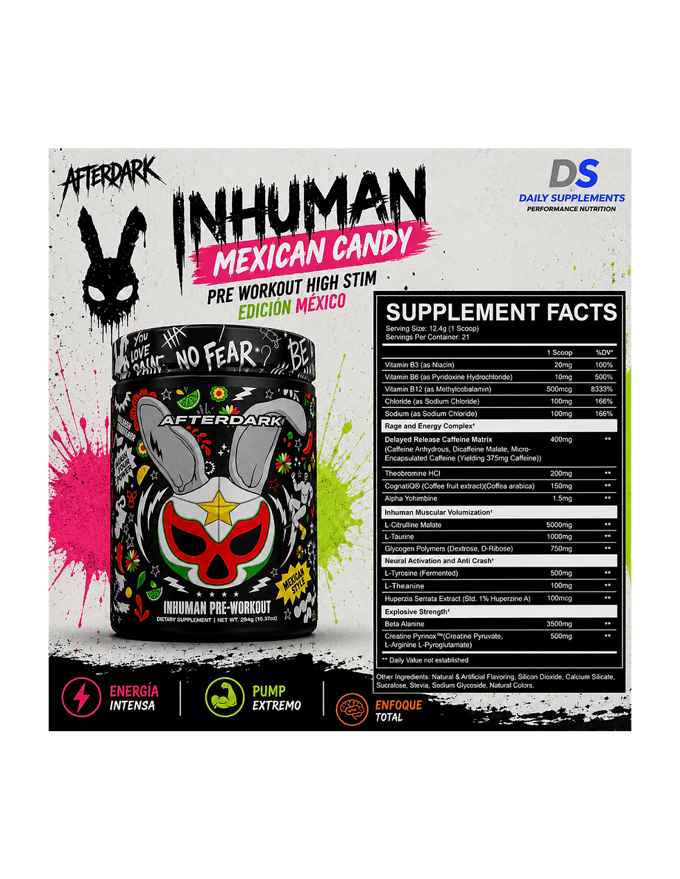 Miniatura: AfterDark INHUMAN Mexican Candy 21 Serv | Pre Workout High Stim Edición México