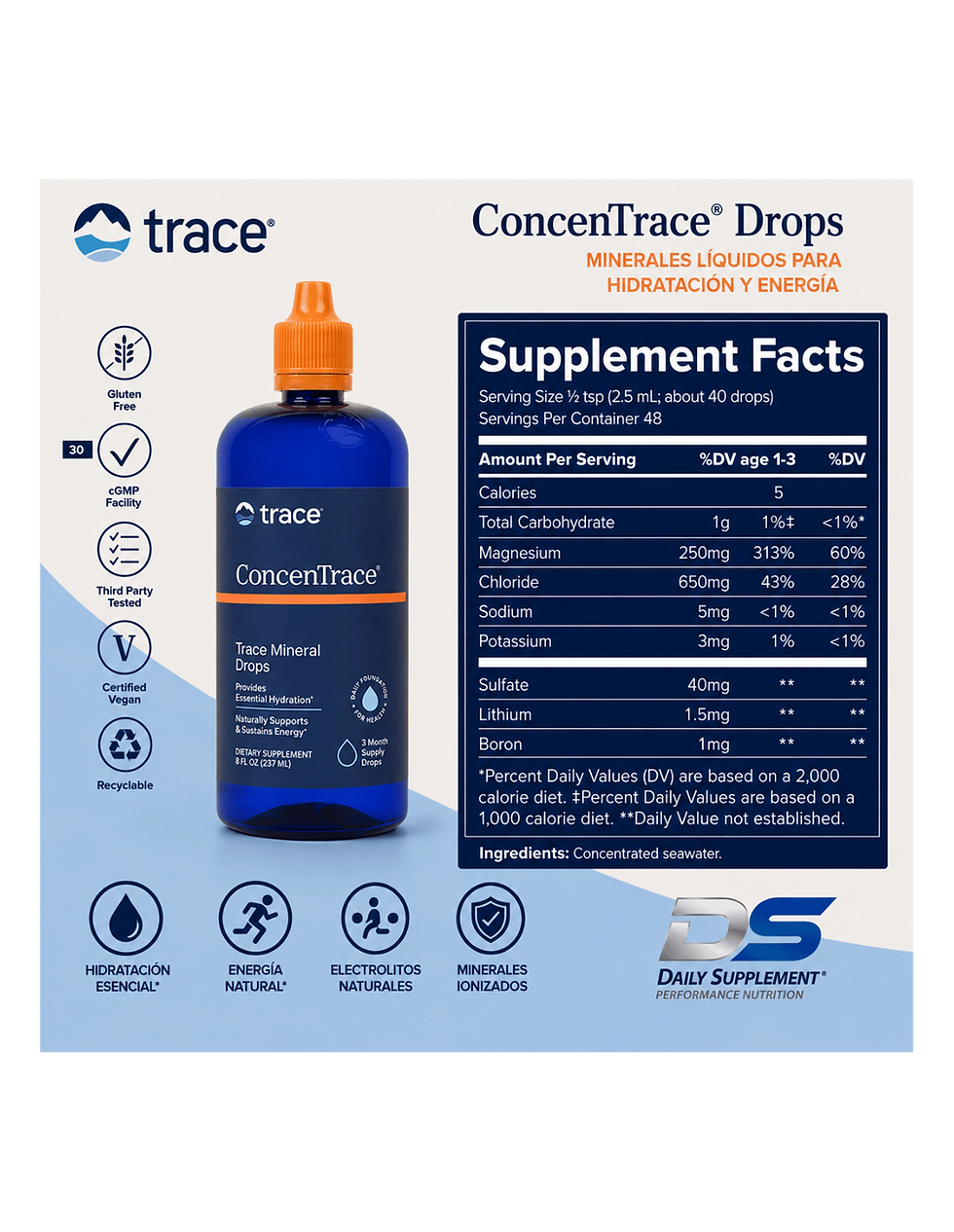 Miniatura: Trace Minerals Drops 8 oz | Minerales Líquidos para Hidratación y Energía