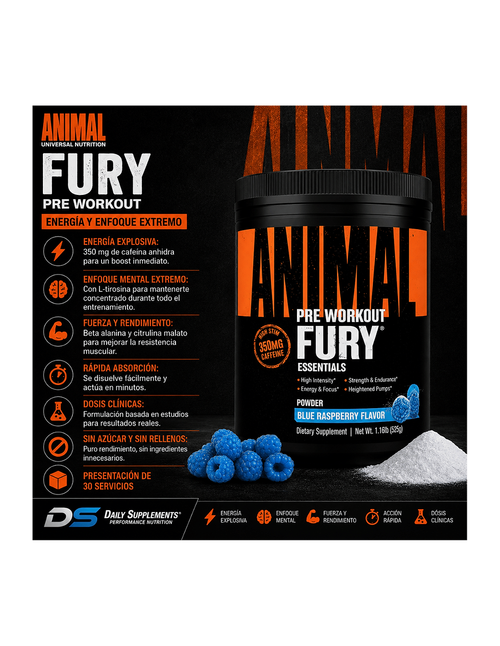 Miniatura: Universal Animal Fury 30 Serv | Pre Workout de Energia y Enfoque