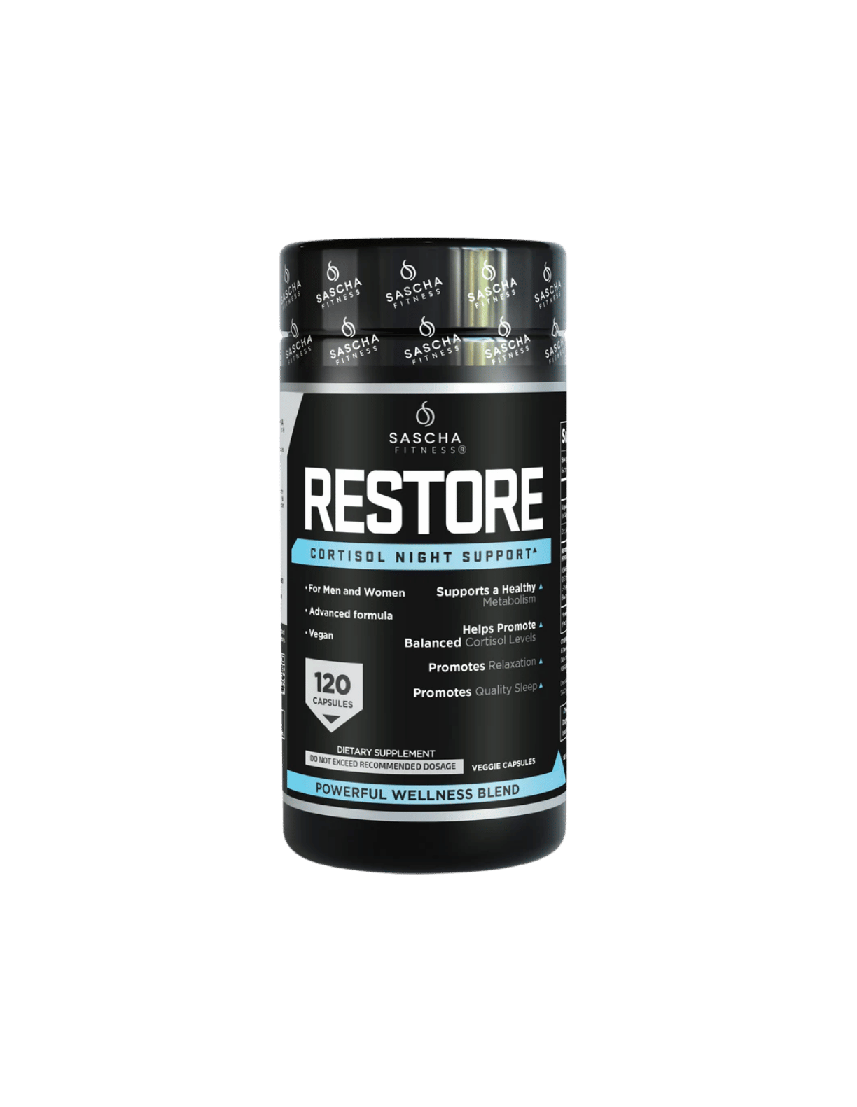 Sascha Fitness Restore 120 Caps | KSM-66® Ashwagandha, Magnesio y GABA