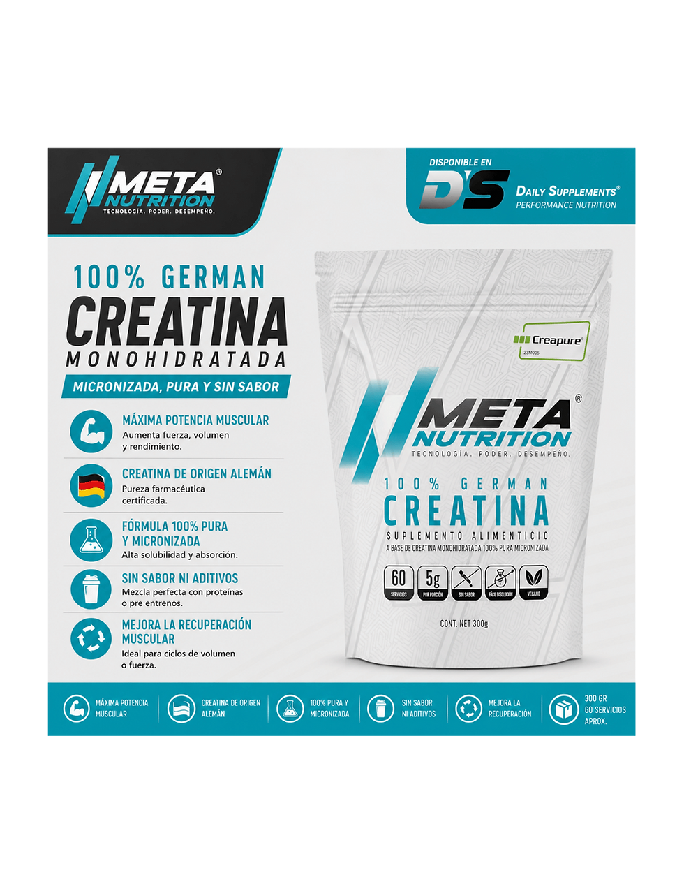 Miniatura: Meta 100% German Creatina Monohidratada  300g | Micronizada, Pura y Sin Sabor