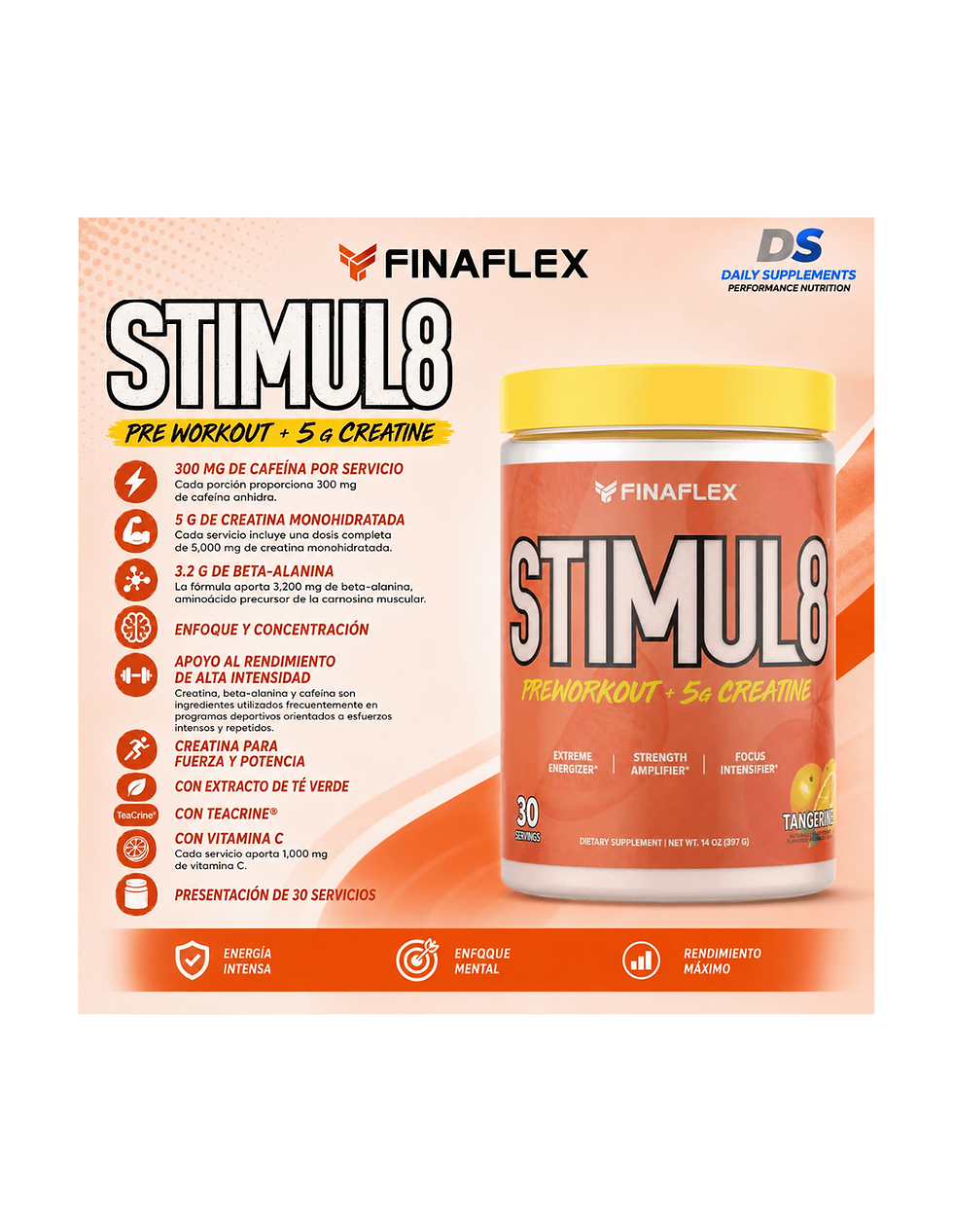 Miniatura: Fina STIMUL8 + 5 g Creatina 30 Serv | Pre Workout | Energía y Rendimiento