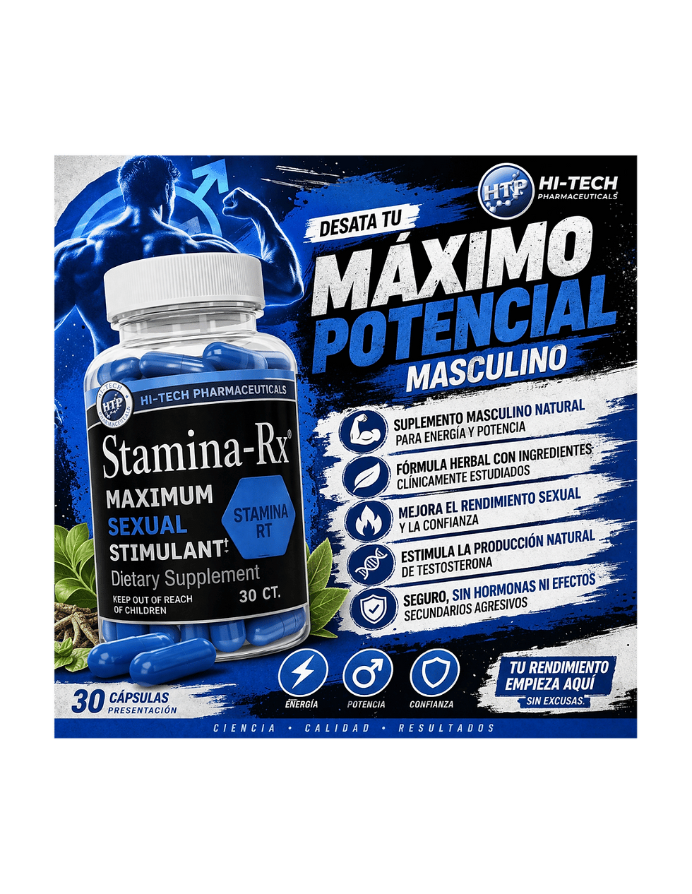 Miniatura: HTP Stamine 30 Caps | Formula de Energia y Vitalidad
